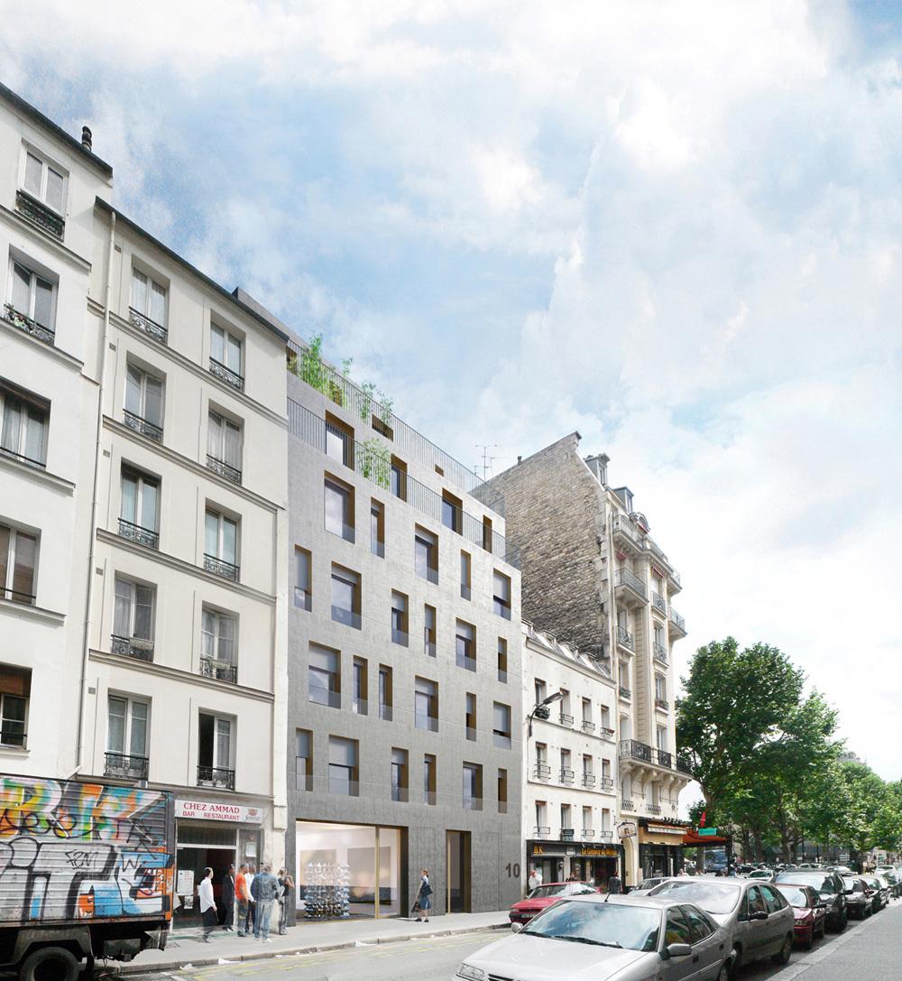 RUE DE MEAUX projet de logements sociaux façade béton Paris 19